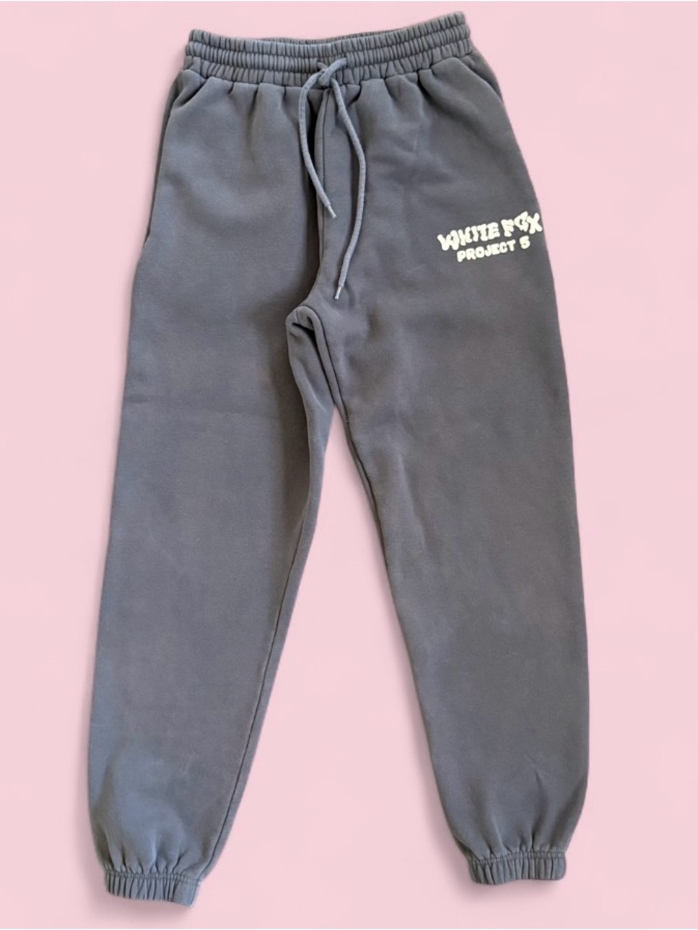 White Fox Project 5 Charcoal Fleece Jogger Sweatpants Size XS